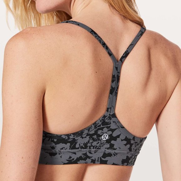 lululemon athletica Other - Lululemon Flow Y Bra Nulu Efflorescent Nebular Black Grey Flower Sports Bra sz 4